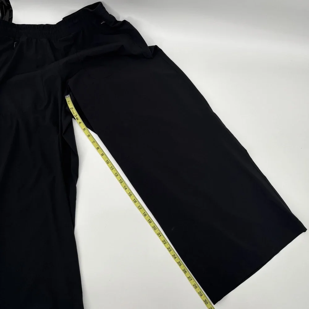 Lululemon Wide Leg Luxtreme Woven Travel Pants 14 Black Elastic Waist‎ Pockets
